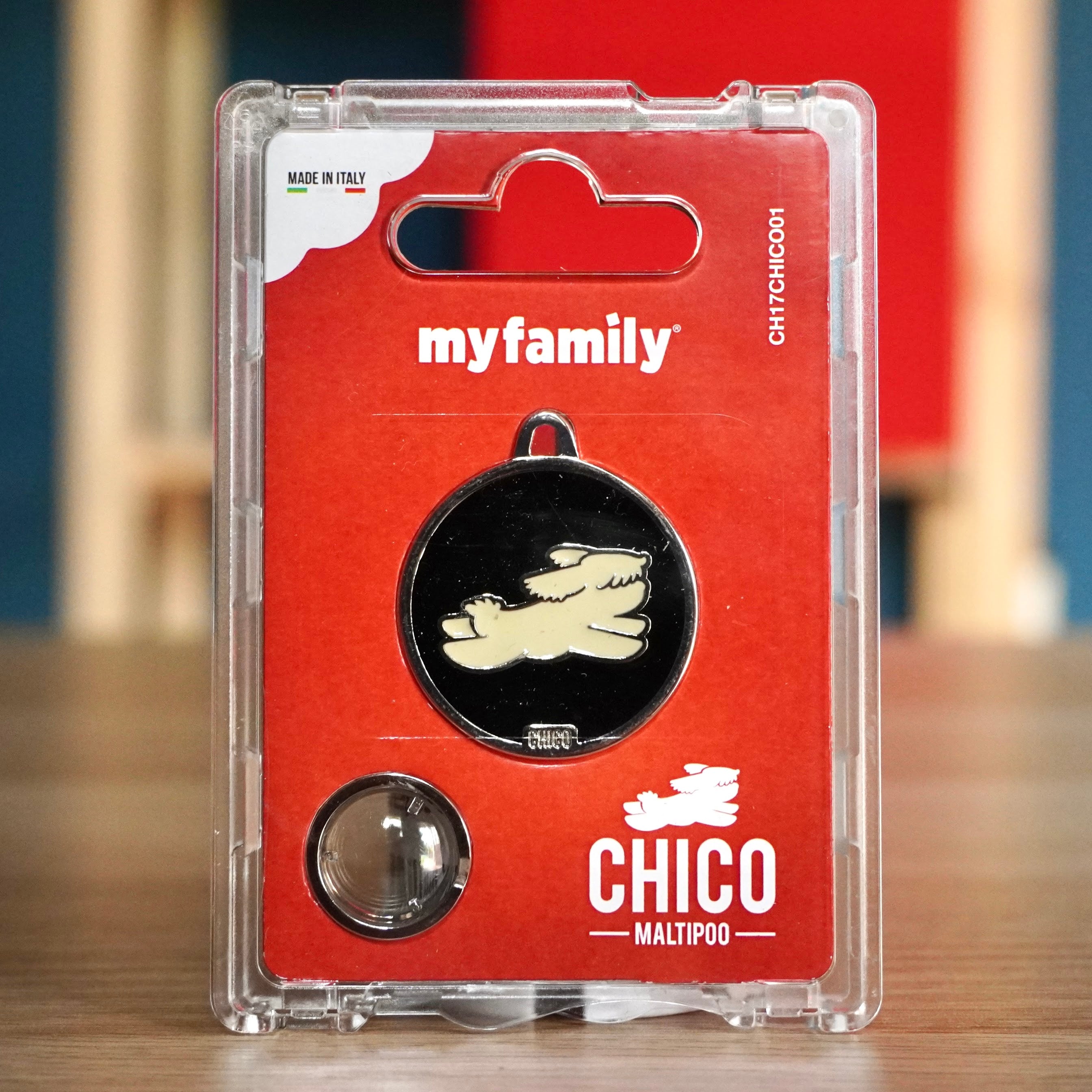 Medaglietta Chico con incisione personalizzata - Logo nero e beige
