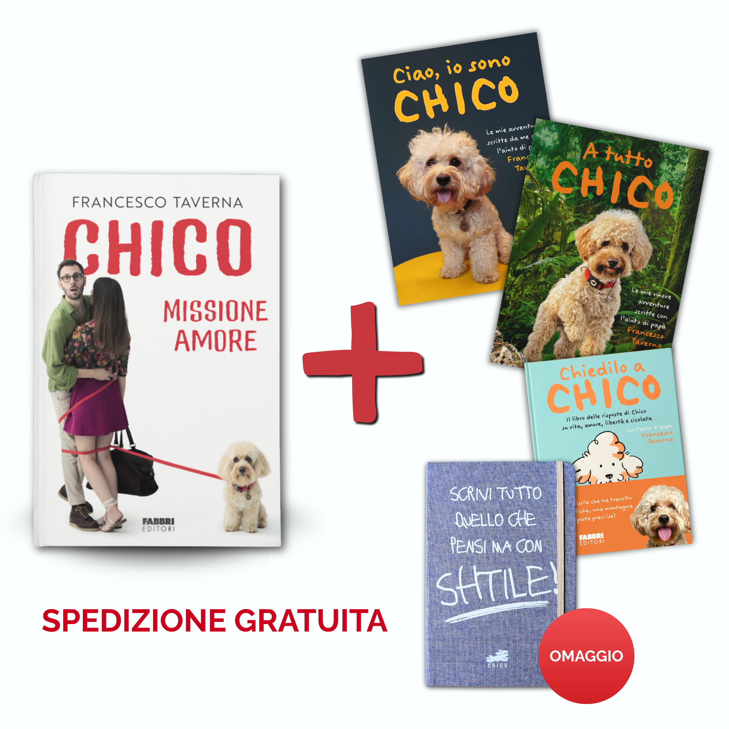 Set 4 Libri: Chico Missione Amore + Chiedilo a Chico + A tutto Chico + Ciao, io sono Chico + SPEDIZIONE GRATUITA + Block Notes Omaggio