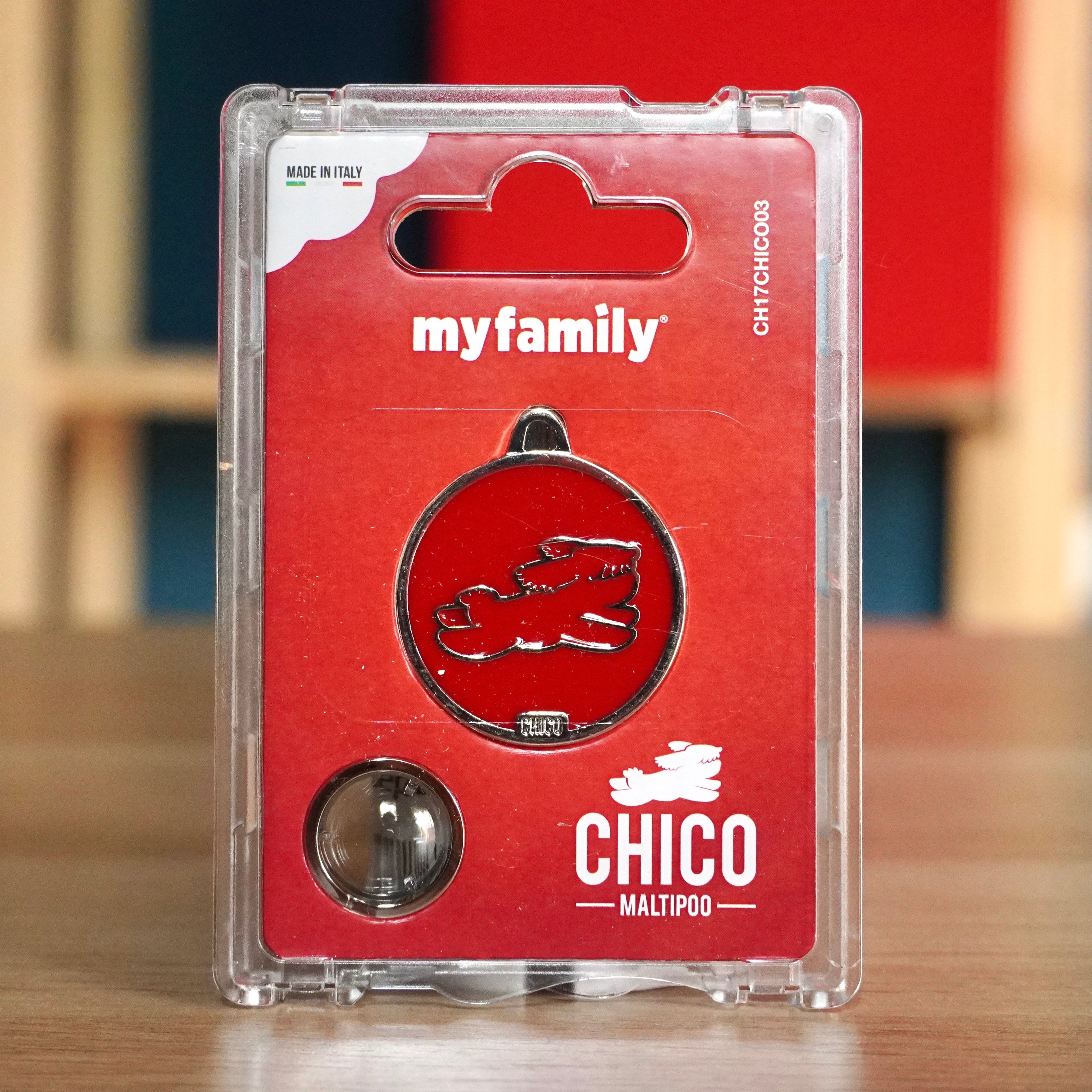 Medaglietta Chico con incisione personalizzata - Logo rosso